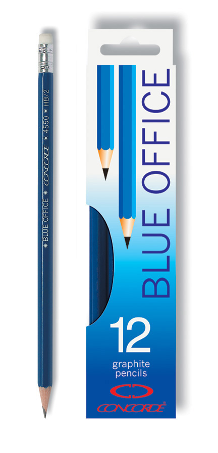 Grafitové tužky CONCORDE Blue Office s pryží č. 2 /HB/, 12ks